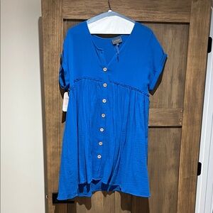 Blue Button-Down Mini Dress